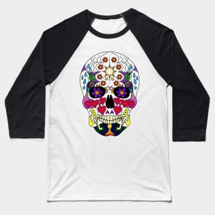 Colourful Sugar Skull - Third Eye Baseball T-Shirt